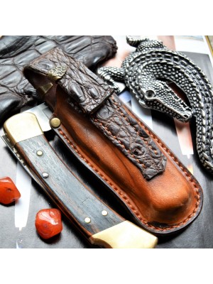 Ножны формованные для складного ножа, клипса подвес, крокодиловая кожа et24